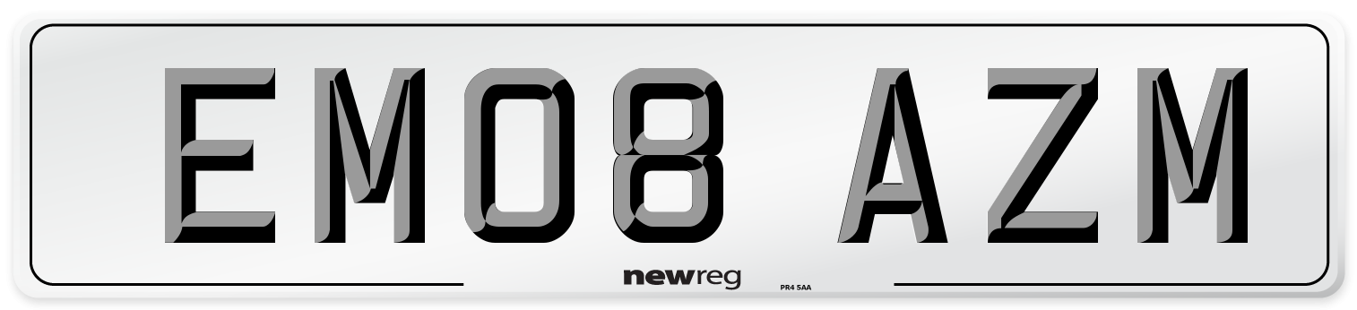 EM08 AZM Number Plate from New Reg